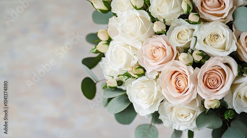 A beautiful bouquet of pale roses and delicate greenery, arranged thoughtfully for a fresh and elegant presentation.