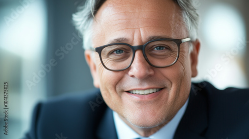 Executive Signing International Deal with Glasses and Smile