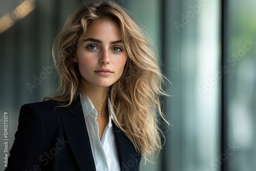 Free Download Close-Up of a Posed Business Woman with Wavy Hair in Modern Style and Natural Lighting - GFXLoad