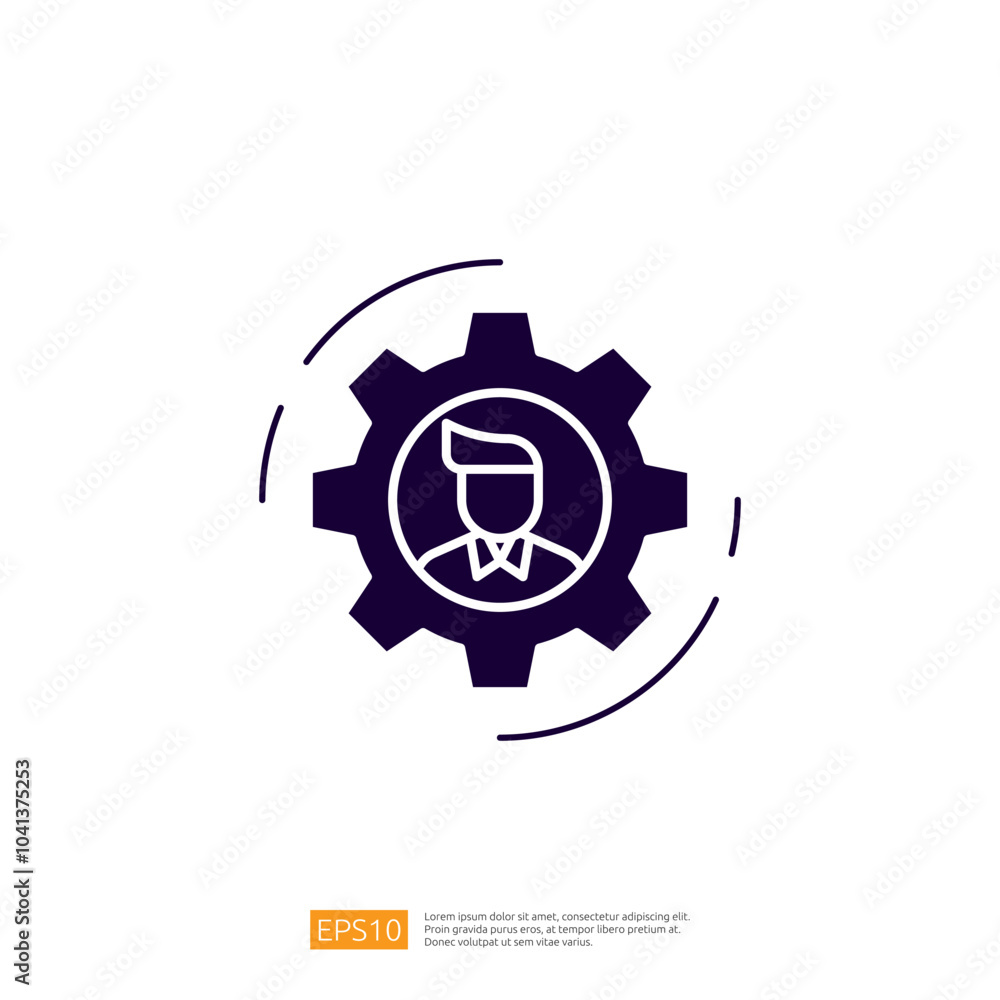 The image depicts a stylized gear with a human figure inside, representing the concept of human resources or workforce management in a business context. The image depicts a stylized gear with a human figure inside, representing the concept of human resources or workforce management in a business context.