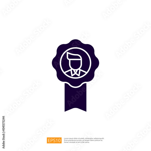This image features a stylized badge or ribbon with a silhouette of a person, representing achievement or recognition in a professional context.
