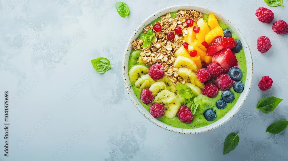 Colorful Smoothie Bowl with Fresh Fruits and Granola Colorful Smoothie Bowl with Fresh Fruits and Granola
