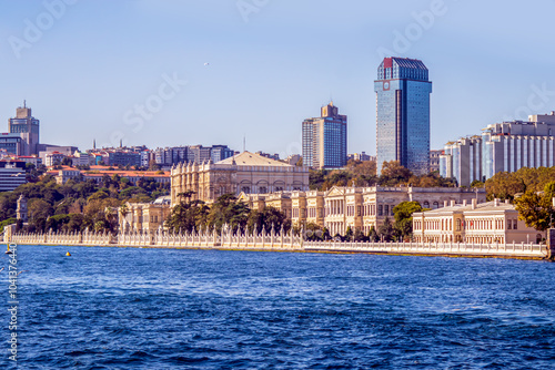 bosphorus view of dolmabahce palace istanbul photo