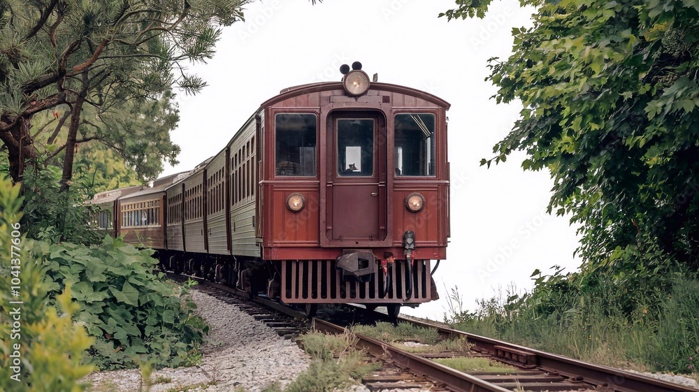 Obraz premium vintage train moving forward on white background