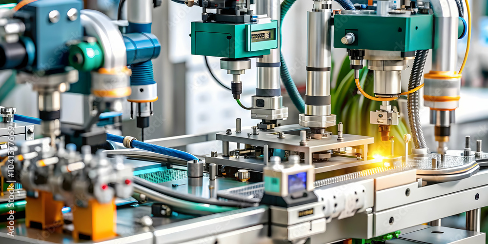 Macro Close Up AI Powered Assembly Line Components Advanced Technology Modern Manufacturing Copy Space Intricate Details for Photo Stock Concept 2023 Macro Close Up AI Powered Assembly Line Components Advanced Technology Modern Manufacturing Copy Space Intricate Details for Photo Stock Concept 2023