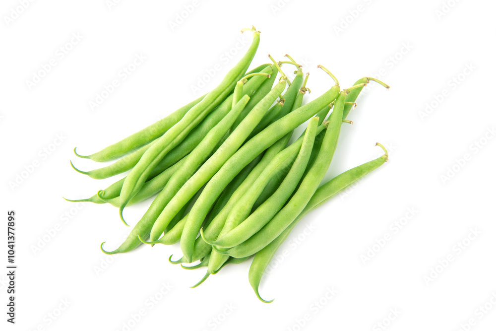 Green beans pile isolated on white background Green beans pile isolated on white background