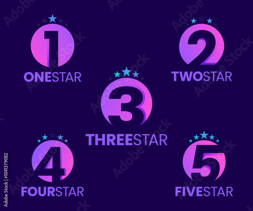 one to five star logo design template