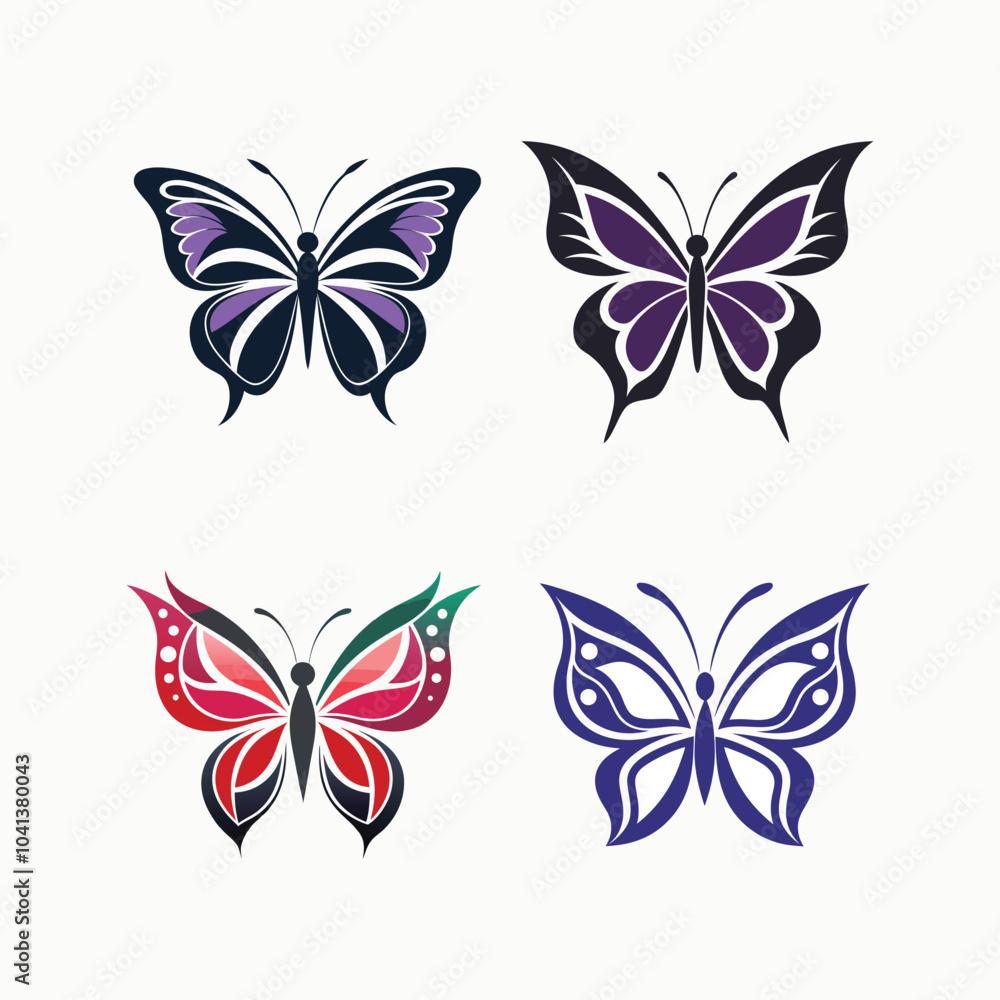 Fototapeta premium Collection of colourful butterfly