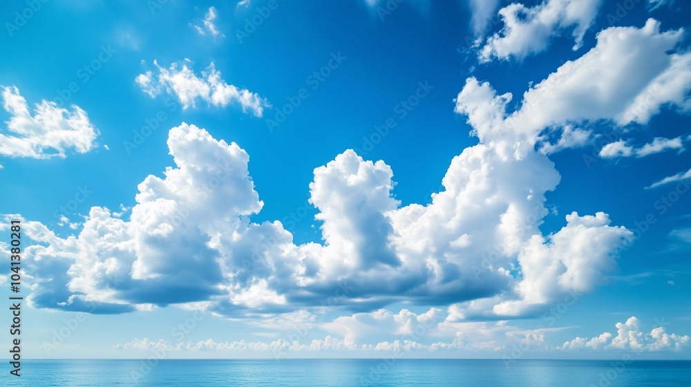 Sea, blue sky and white clouds, wide-angle view
Sea, blue sky and white clouds, wide-angle view