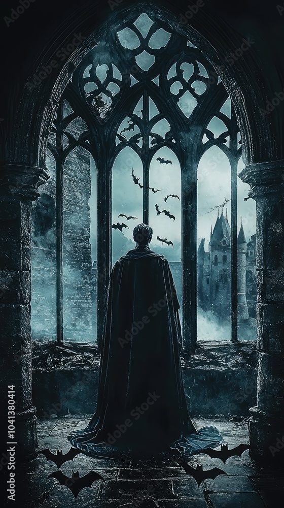 Mysterious Vampire in a Dark Castle Setting Mysterious Vampire in a Dark Castle Setting
