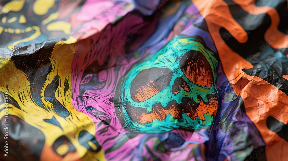 Fototapeta premium Vibrant Halloween Candy Wrappers Close-Up Shot