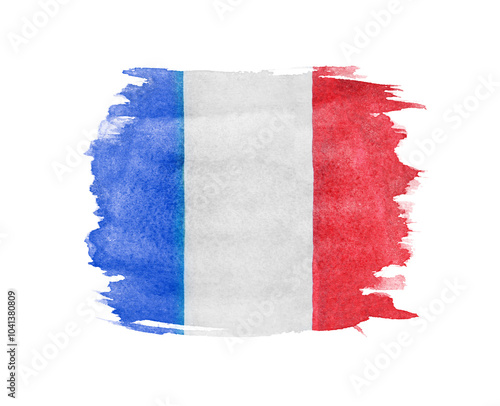 brush painted flag of France isolated on white background photo