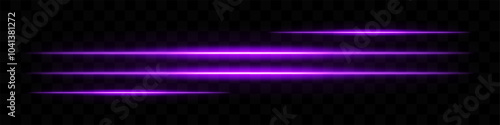 Glowing purple light streaks. Horizontal beams, abstract, bright lines, radiant, futuristic, shine, luminous, energy, dynamic, glowing effect, motion, laser, neon.