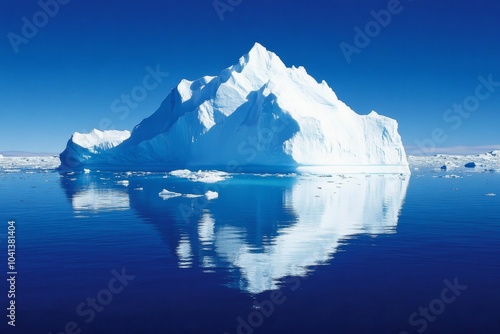 Wallpaper Mural Majestic iceberg floating in calm waters under a clear blue sky in Antarctica during midday, showcasing stunning reflections Torontodigital.ca