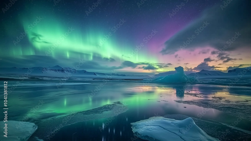 Silhouette of a hiker admiring the view Sky with stars and green aurora borealis. Northern Lights
Silhouette of a hiker admiring the view Sky with stars and green aurora borealis. Northern Lights