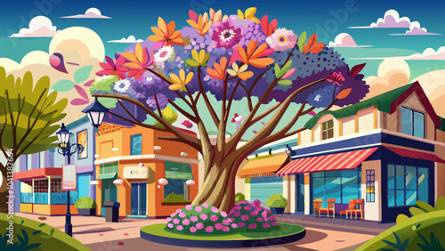  Flower tree at Bicester Village. Bicester Village is an outlet shopping centre on the outskirts of Bicester, a town in Oxfordshire 