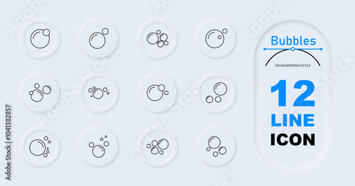 Bubbles set icon. Large bubbles, two small, medium and large. Fluid shapes, abstract.