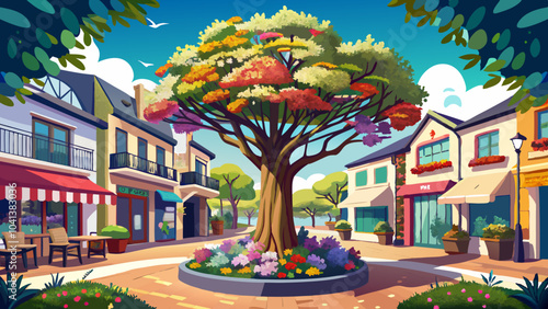  Flower tree at Bicester Village. Bicester Village is an outlet shopping centre on the outskirts of Bicester, a town in Oxfordshire 