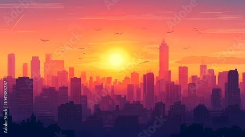 Sunset in the city background