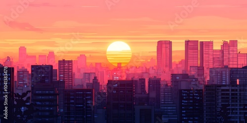 Sunset in the city background