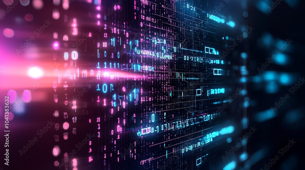 Abstract visualization of programmatic advertising algorithms optimizing OTT platform campaigns, data streams flowing dynamically, futuristic graphic elements Abstract visualization of programmatic advertising algorithms optimizing OTT platform campaigns, data streams flowing dynamically, futuristic graphic elements