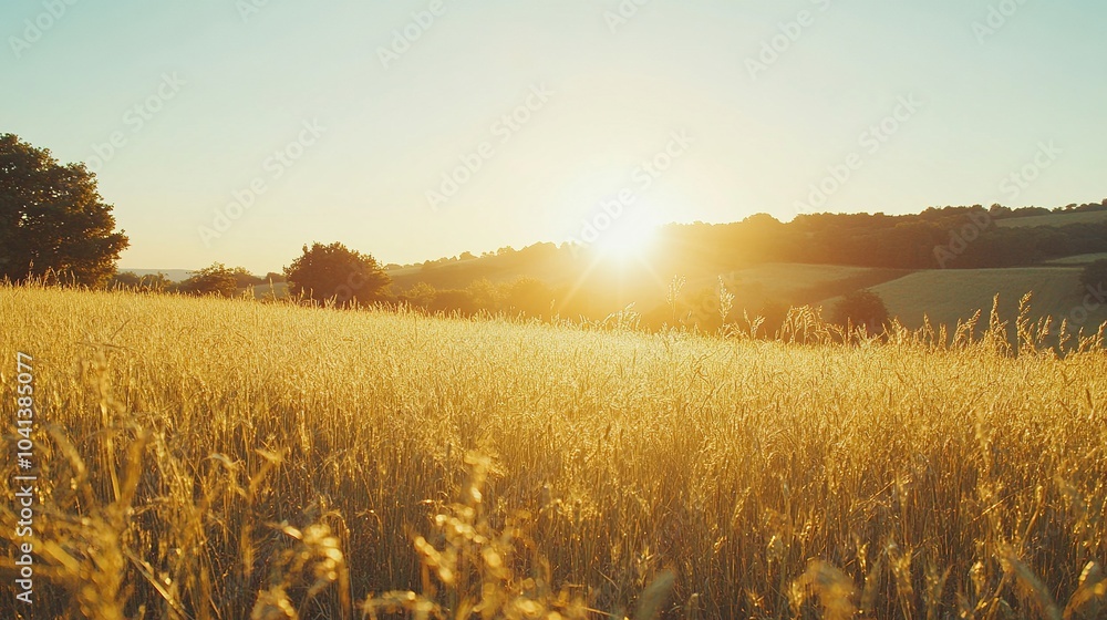Golden Wheat Field Under a Bright Sunset Golden Wheat Field Under a Bright Sunset