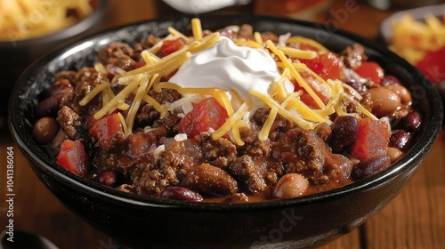 Hearty Bowl of Chili with Juicy Ground Beef