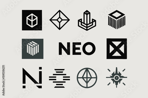 Modern geometric logos and symbols collection for graphic design and branding projects photo