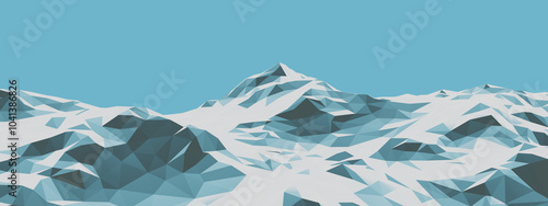 Low poly ice mountain. Ice terrain photo