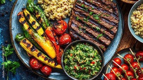 Wallpaper Mural Juicy Grilled Skirt Steak with Fresh Chimichurri Sauce Torontodigital.ca