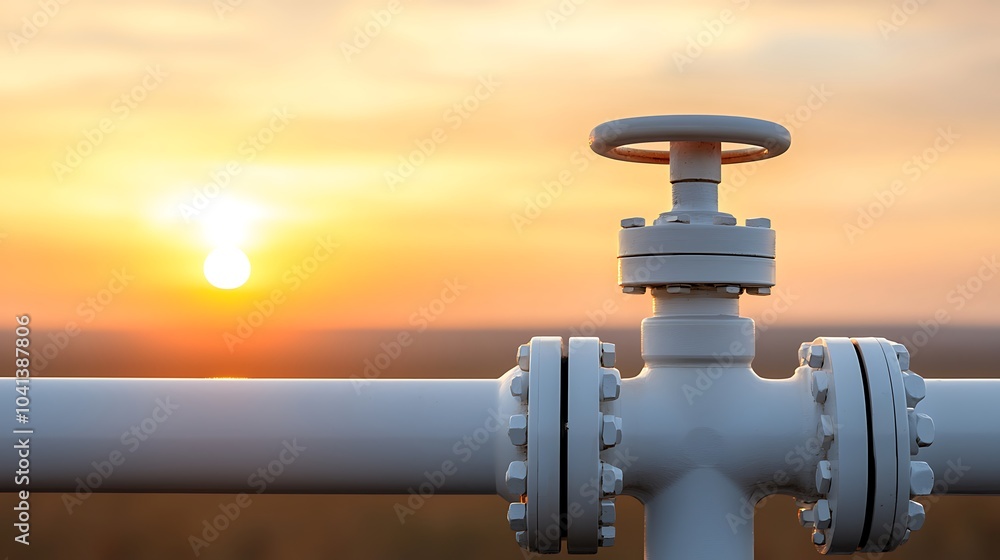 Industrial valve silhouette against stunning sunset a visual harmony of technology and nature in action Industrial valve silhouette against stunning sunset a visual harmony of technology and nature in action
