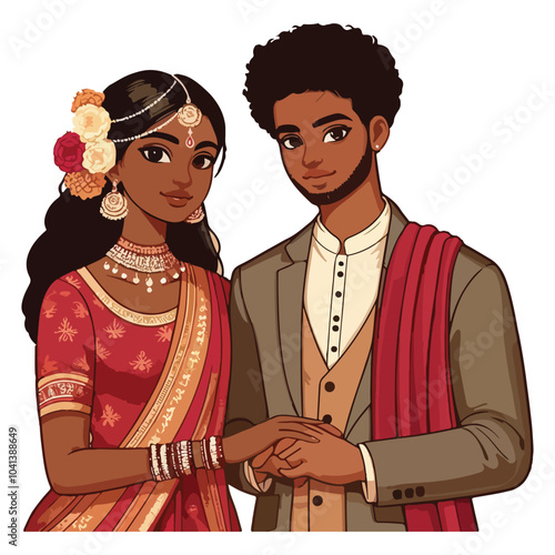 A young Indian couple celebrate festival Diwali Deepavali