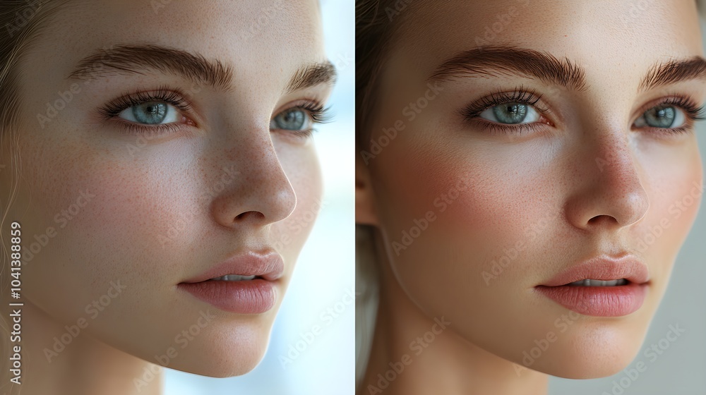 Social media post with comparison of facelift results, featuring a patient's more youthful face, sharp focus, bright natural light, Realistic 3D Render Social media post with comparison of facelift results, featuring a patient's more youthful face, sharp focus, bright natural light, Realistic 3D Render