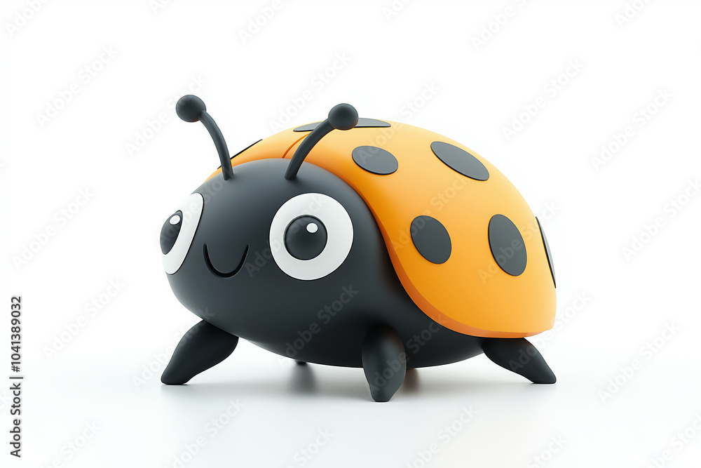 Fototapeta premium Plasticine ladybug on white background
