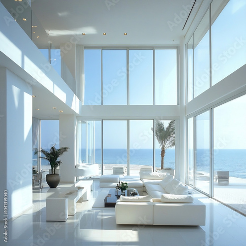 Beautiful design of villa for a house by the sea interior luxury