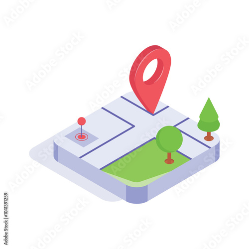 Trendy isometric icon of location map in modern style