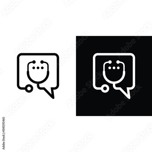 Doctor consult with stethoscope and chat logo design illustration idea