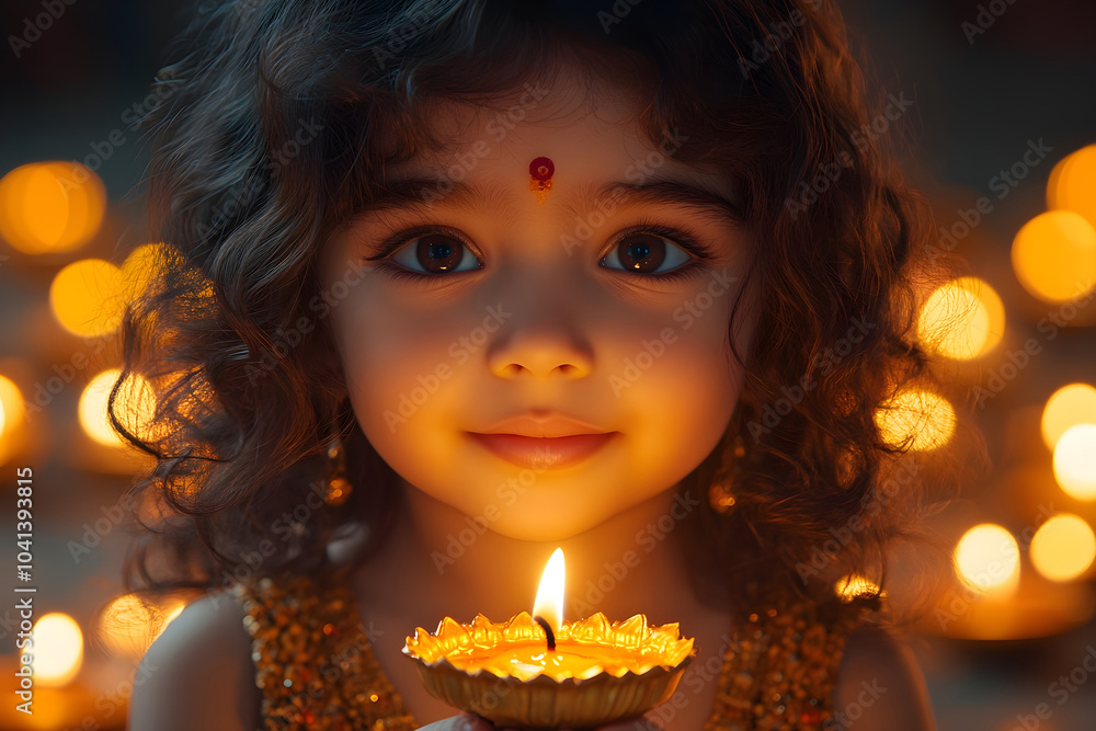 Cinematic Closeup of Cute Indian Kid Holding Diya Lamp for Deepawali Celebration Ai Generated Cinematic Closeup of Cute Indian Kid Holding Diya Lamp for Deepawali Celebration Ai Generated