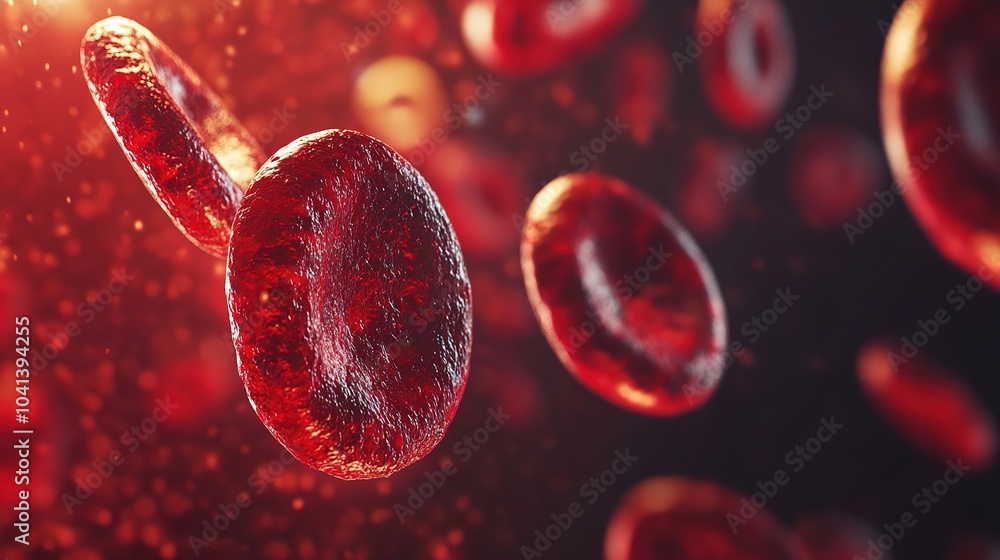 Fototapeta premium Red blood cells flowing through vein, science background