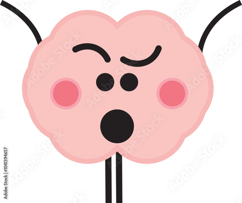 Confused, Bemused Brain | Cute 2D Character or Illustration | Useful for describing mental health, state of mind, emotions, feelings, |