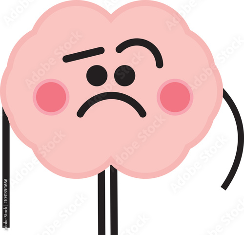 Skeptical or doubtful Brain Cute 2D Character or Illustration | Useful for describing mental health, state of mind, emotions, feelings, |