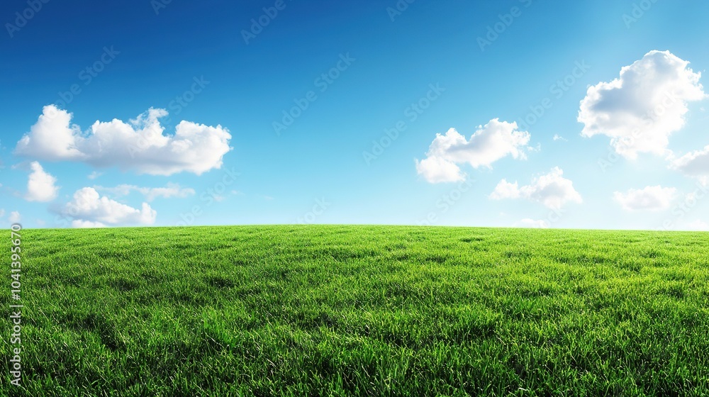 Lush Green Grass Field Under Clear Blue Sky Lush Green Grass Field Under Clear Blue Sky