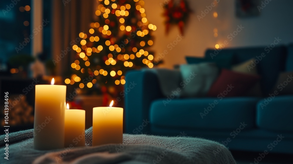 Festive Family Gathering with Warm Candlelight Festive Family Gathering with Warm Candlelight