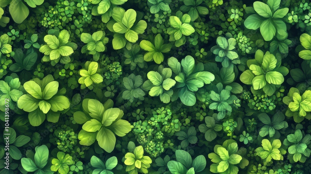 Vibrant Green Cartoon Style Bushes and Shrubs Background
