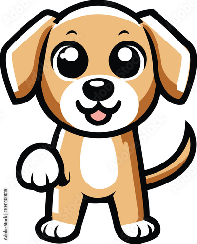Wallpaper Mural Adorable Cartoon Puppy Vector Illustration with Raised Paw Torontodigital.ca