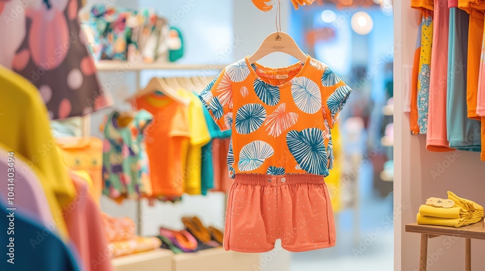 Naklejka premium Bright and Playful Children's Outfit Display
