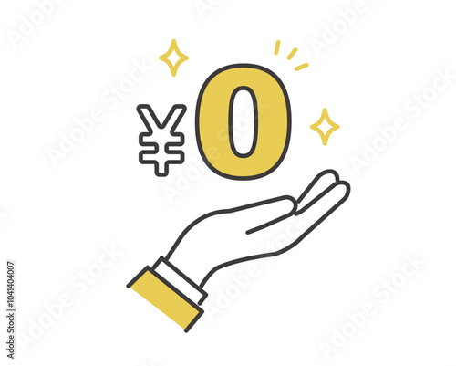 0円アイコンを持つ手のベクターイラストアイコン