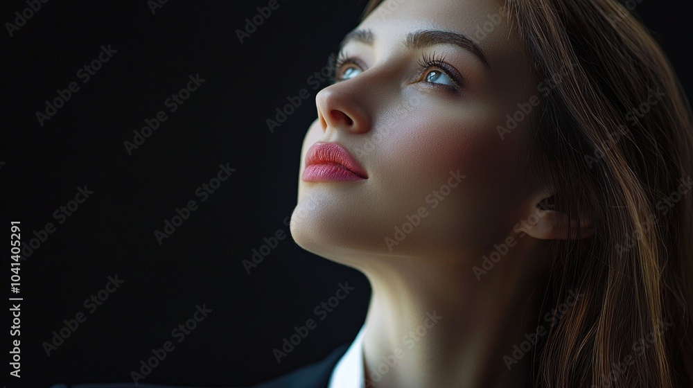 Fototapeta premium Closeup Successful Business Woman Looking On Copy Space