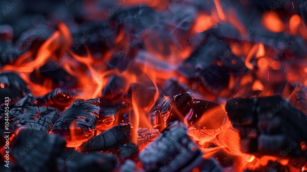 Close Up of Burning Embers and Flames Close Up of Burning Embers and Flames