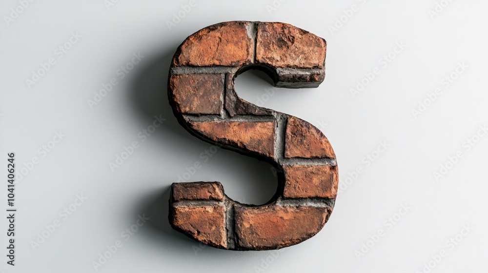 Brick letter S, isolated on a white background. Brick letter S, isolated on a white background.